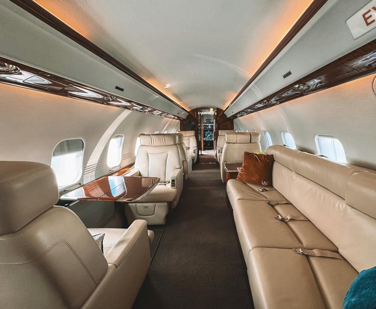 inside of a private jet 