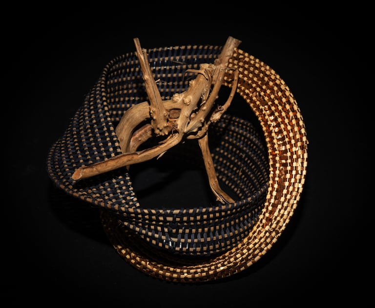 The New One, 2023 cane, reed, copper, driftwood