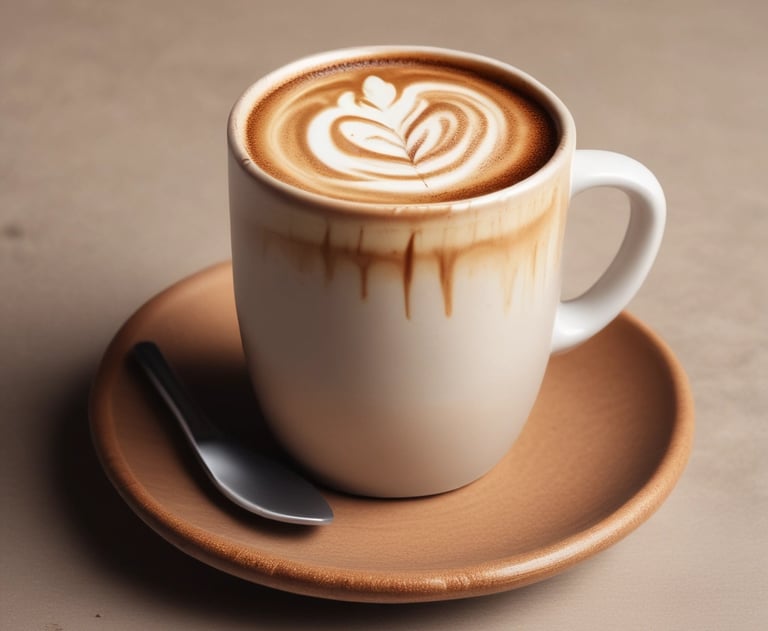glass cup filled with ice latte on tabletop
