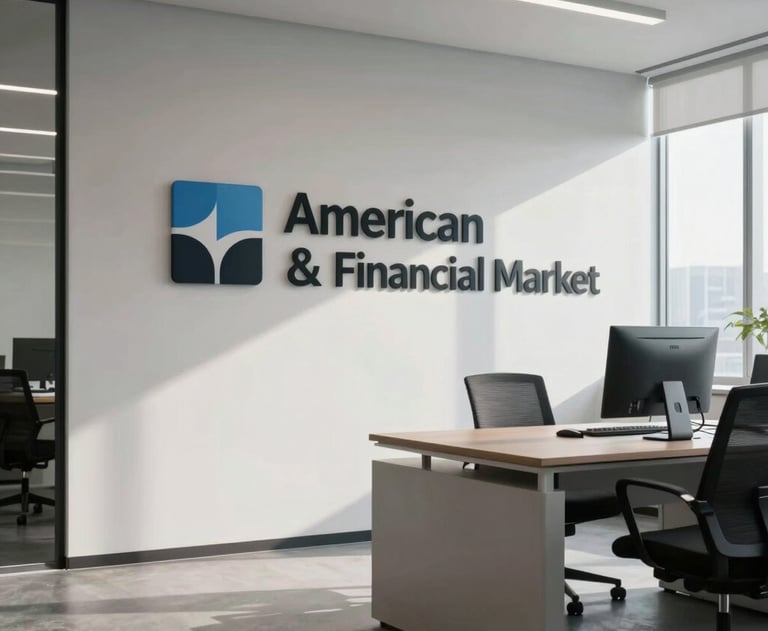 A clean, minimalist photograph of a professional office space with natural lighting and modern decor. North American / Global Financial Market.