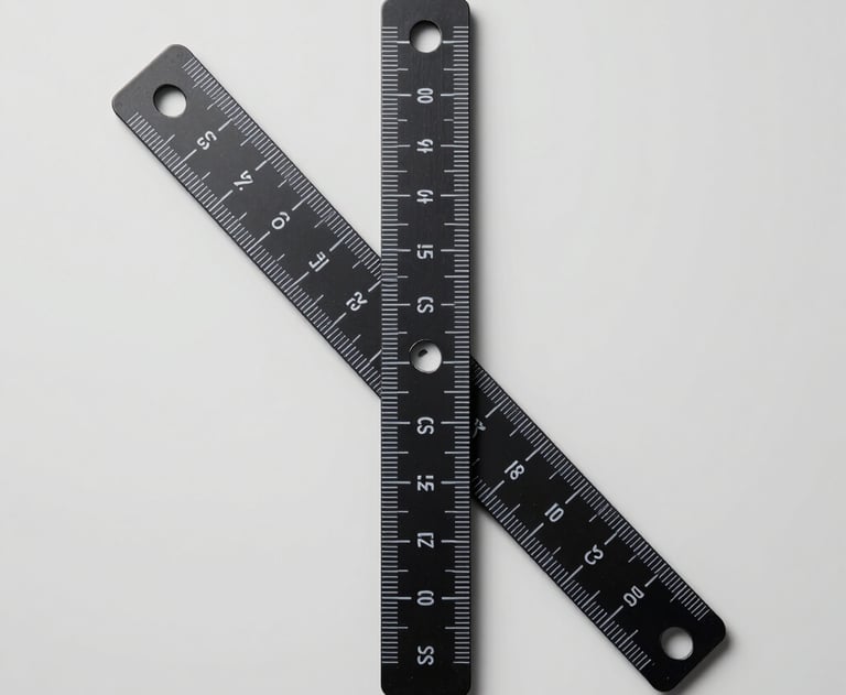 Clean, light gray background with a single black architectural scale ruler, minimal and professional design aesthetic.