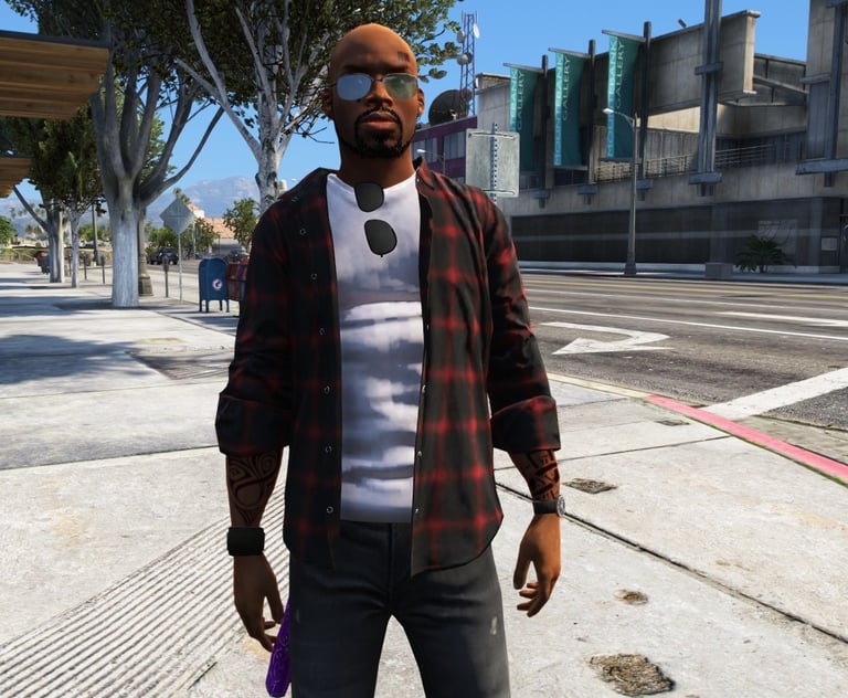 Black neighborhood ped wearing a plaid shirt – GTA5