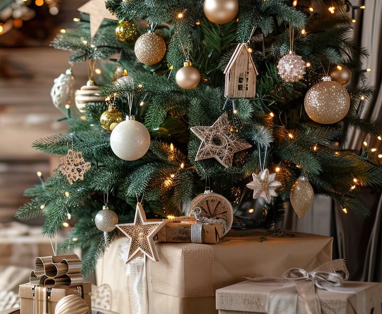 a christmas tree with a rustic charm