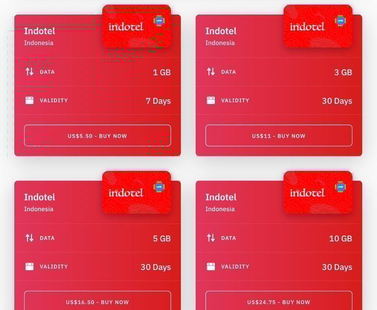 Paquete de datos de Airalo para viajar a Indonesia