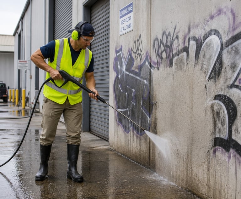 Pressure cleaning graffiti