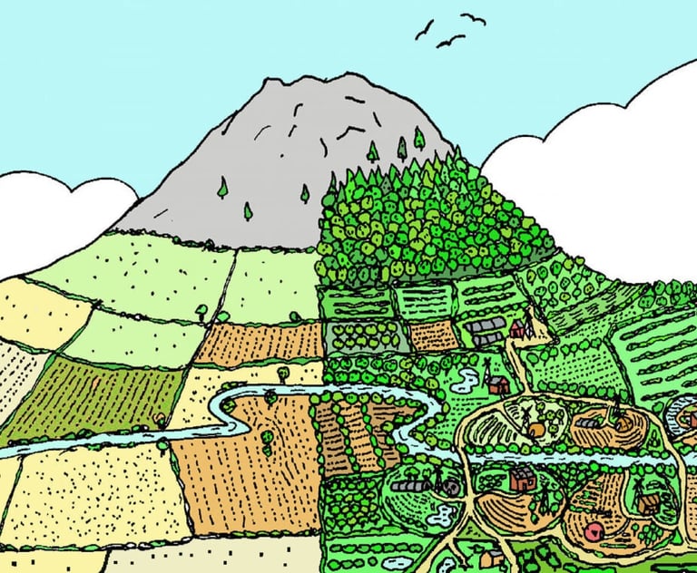 Regenerative farming on mountain design through organic and permaculture