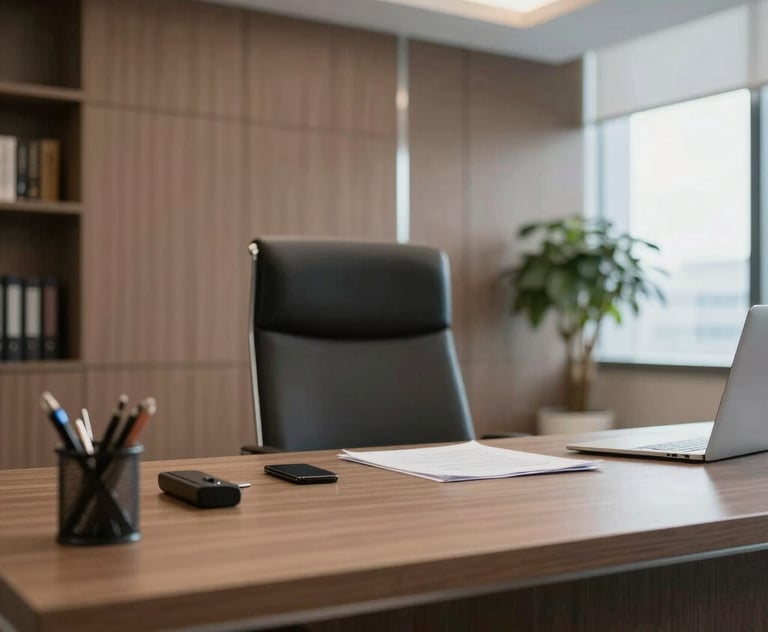 A compassionate attorney consulting with a veteran in a cozy office setting.