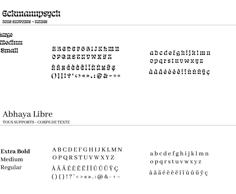 Typographies Darlila: présentation de la police de titre et de la police de texte