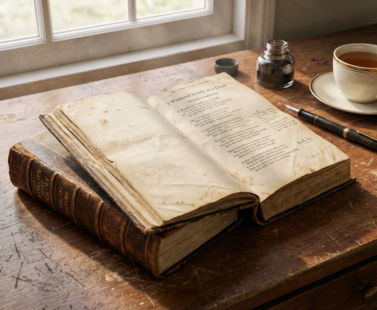 A worn book of poetry with marginal notes