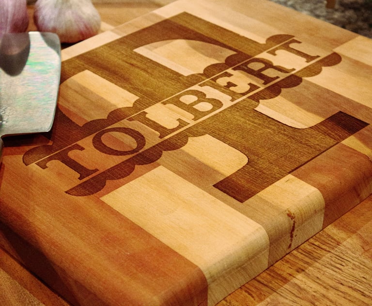 Cutting board with chef name