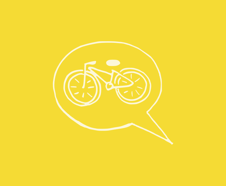 RADiologie Altenburg: Fahrrad-Kurse leiten Kurs-Leiter Sprechblase mit Fahrrad