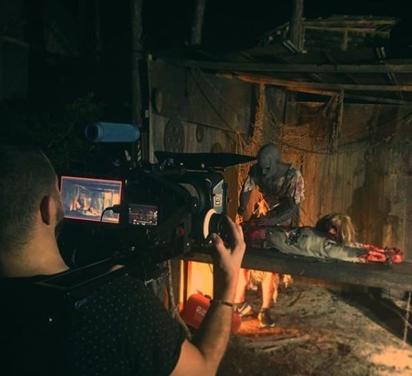 Full-scale film crew on set for custom commercial production in North Carolina.