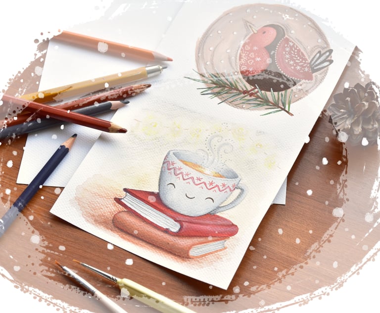 handmade storybook illustration, illustrating paper goods