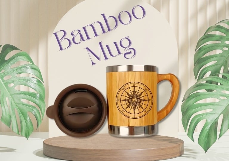 Custom engraved design bamboo mug