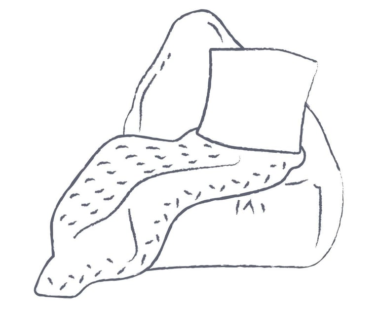 A bean bag, blanket and pillow as a visual representation of client/therapist rapport