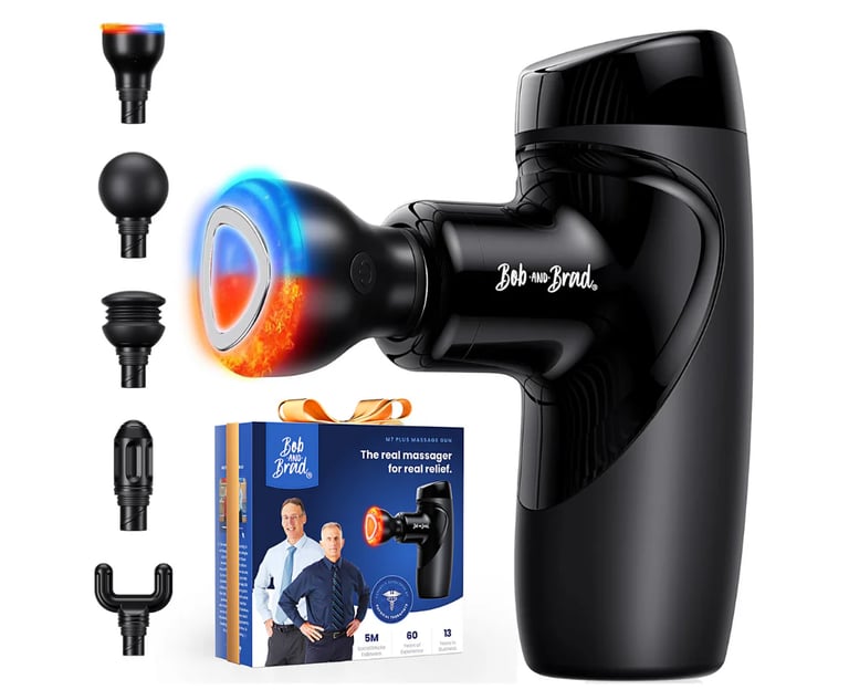 Bob and Brad M7 Plus Mini massage gun with heat for deep tissue back and hip recovery