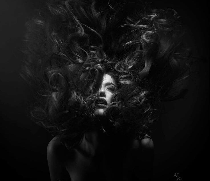 a woman with long hair
