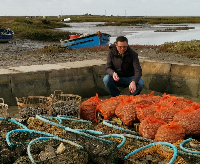 Richard from The Norfolk Oyster Co inspecting oysters going to Thornham