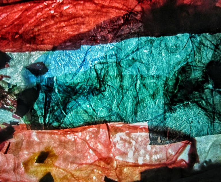 Strip color of recycle plastic and little sprinkle with wrinkle art 