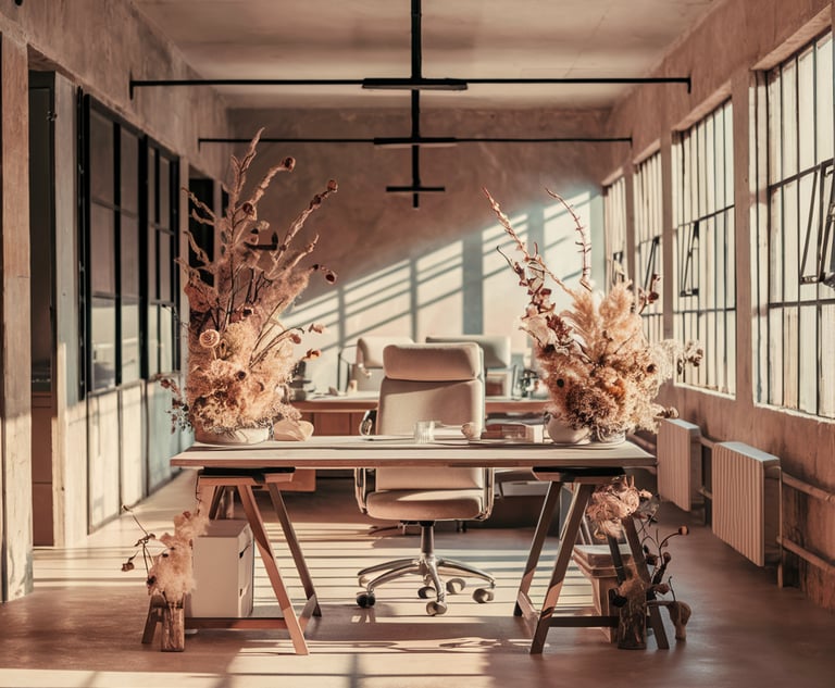 bureau décoration fleurs naturelles