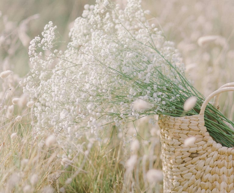 a basket basket weave basket with flowers in a field