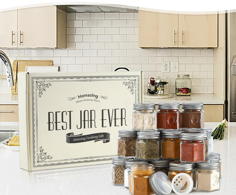 Homazing hexagon magnetic spice jars 20-pack for refrigerator organization