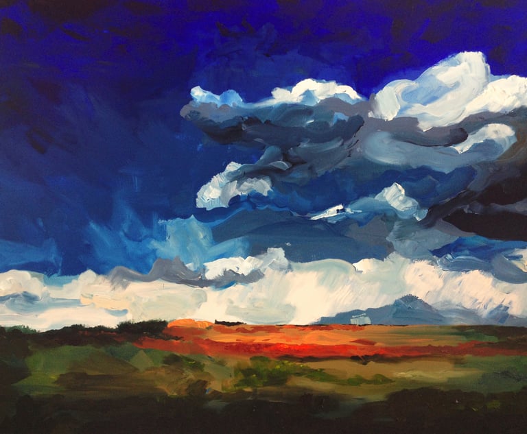 a painting of a painting of a sky with clouds