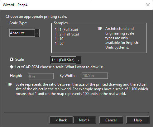page setup wizard in xcad