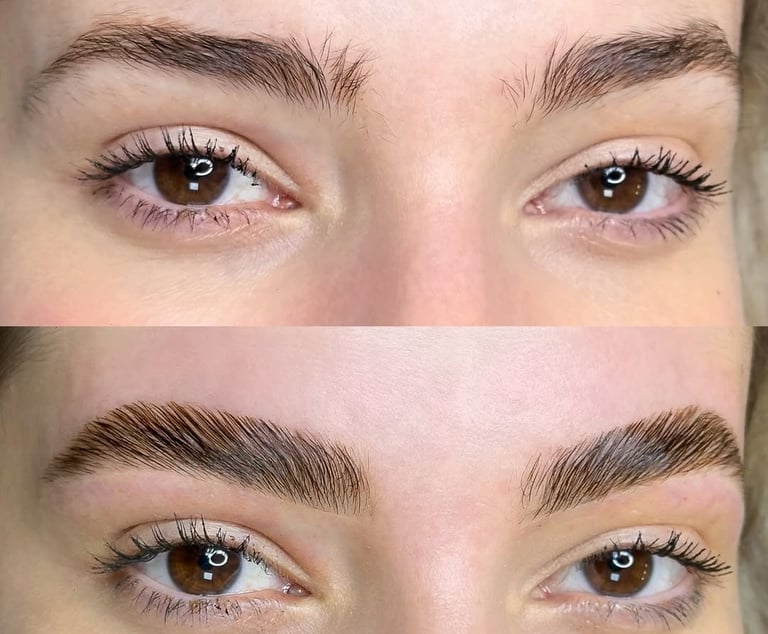 a woman with a pair of lashes brow lamination