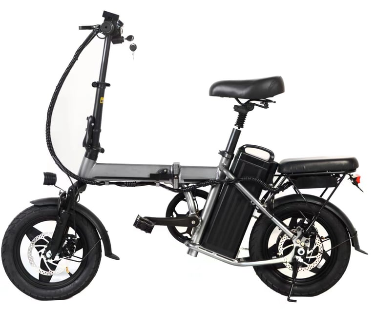 a folding bike with a seat and a seat