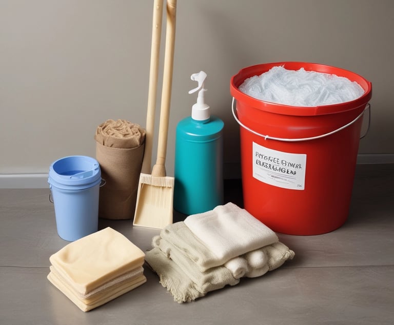 Colorful pool care products on display.