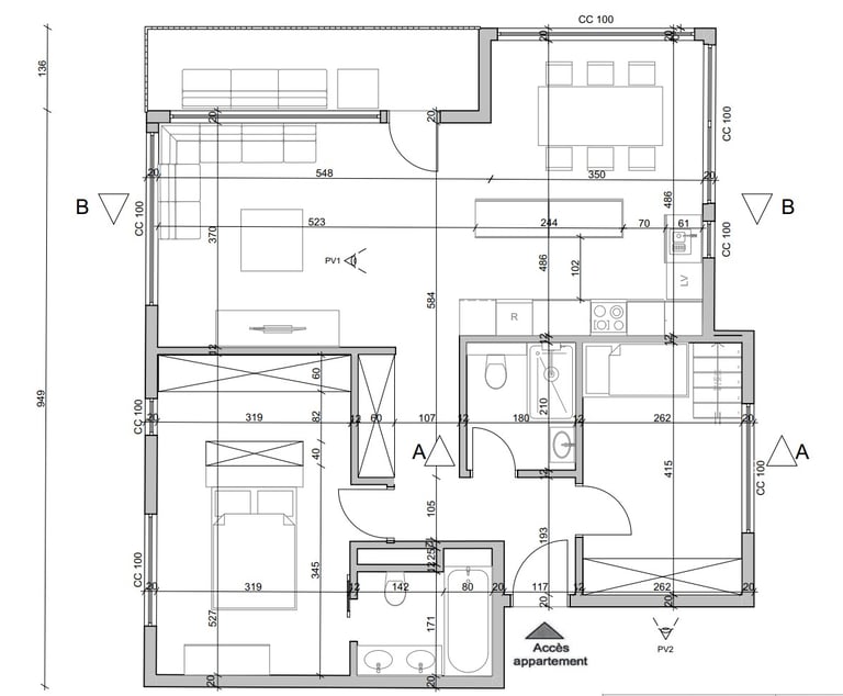 Plan technique pour un appartement