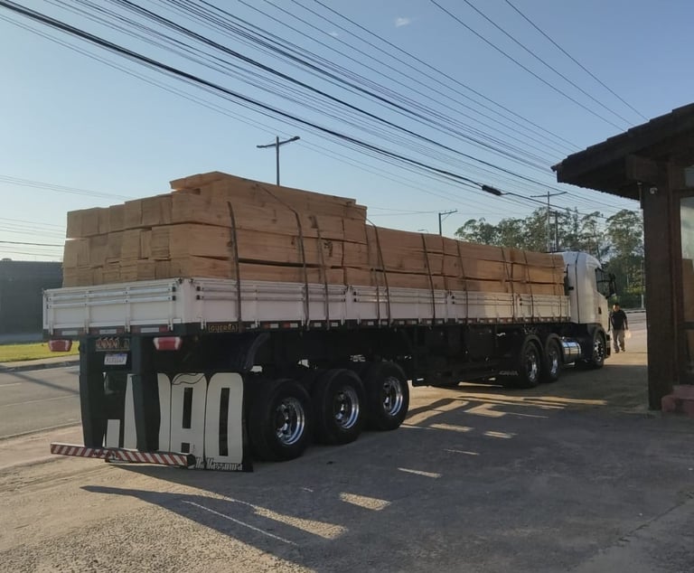 Caminhão carregado de madeiras