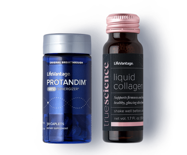 Healthy-glow-essentials-stack-bottles | Lifevantage Collagen