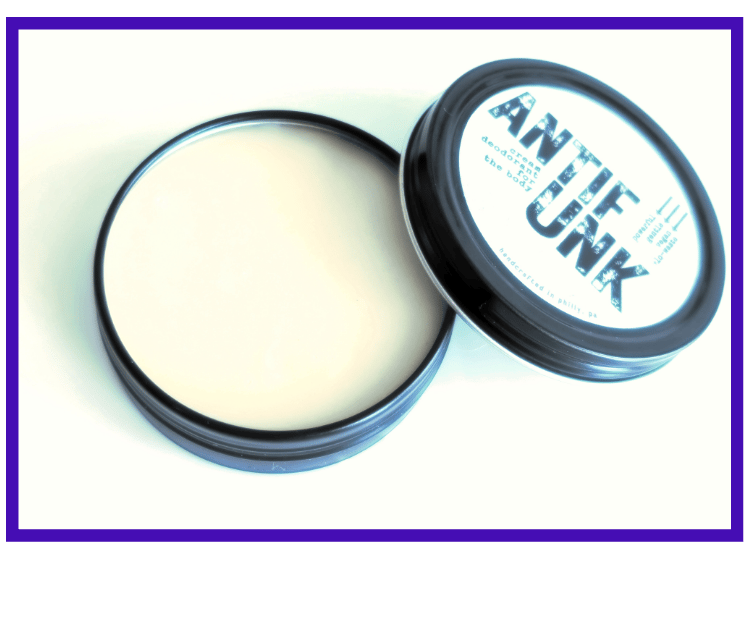 a 2-oz tin of ANTIFunk cream deodorant