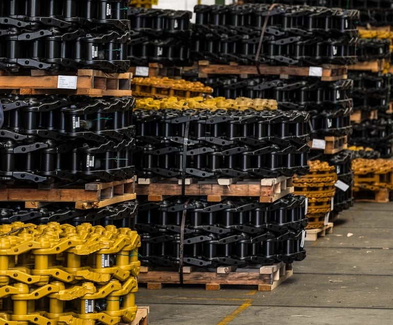 undercarriage chains for heavy machinery in warehousee