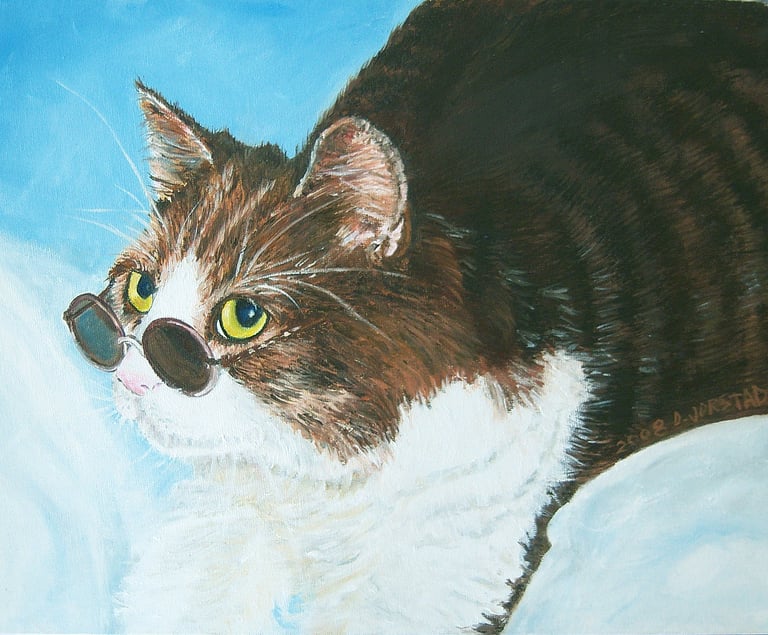 pet  cat portrait artist art painting from your custom photograph acrylic / oil