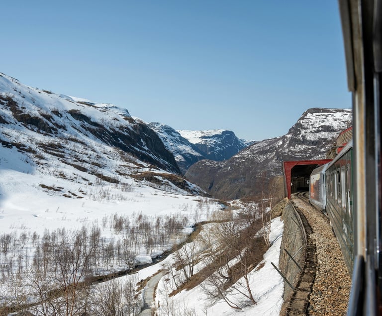mountain train winter snow