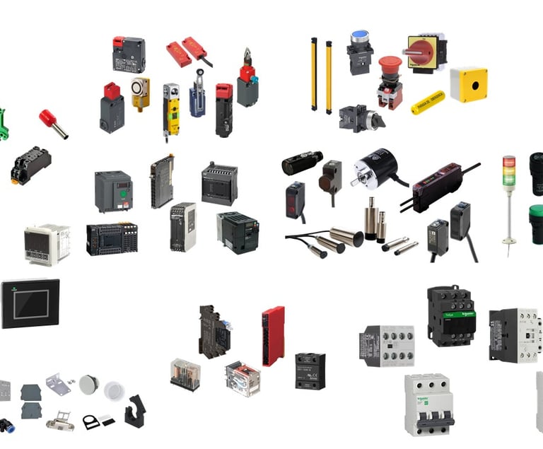 a collection of various electrical devices and accessories