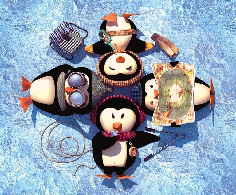 little penguins playing