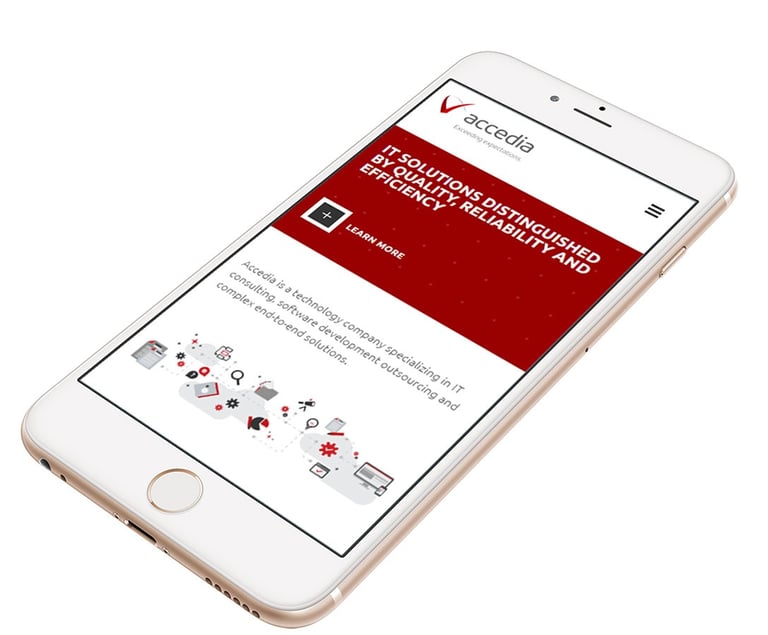 Accedia's website mobile view