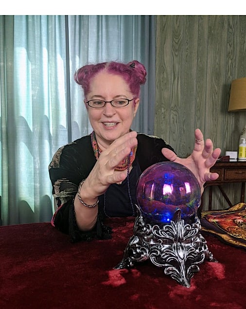 Renee gazing at beautiful crystal ball!