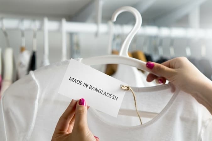 Made in Bangladesh Label on a t-shirt