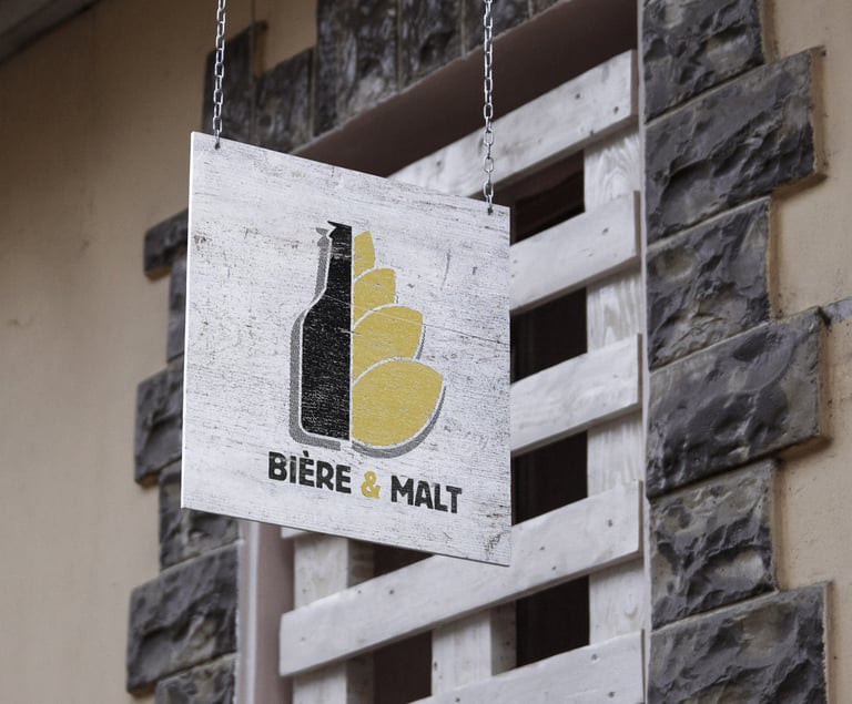Logo Bière & Malt sur panneau pendant