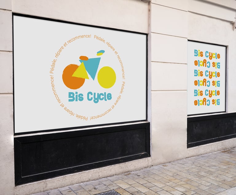 Logo Bis Cycle sur covering vitre 
