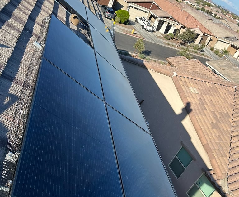 Solar panel array after cleaning dirt and bird poop off the tops in phoenix arizona