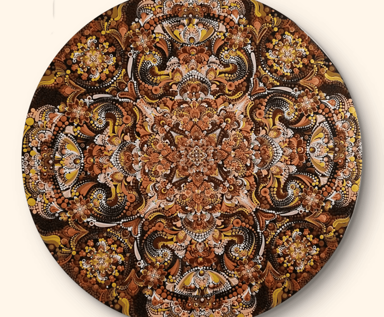 mandala em pontilhismo em mdf de 50cm