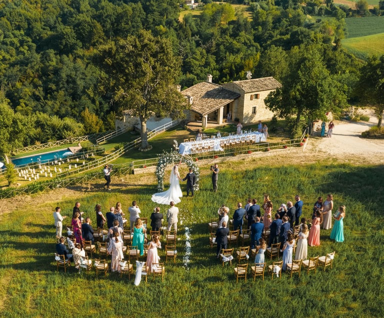 matrimonio romantico in giardino villa Marche