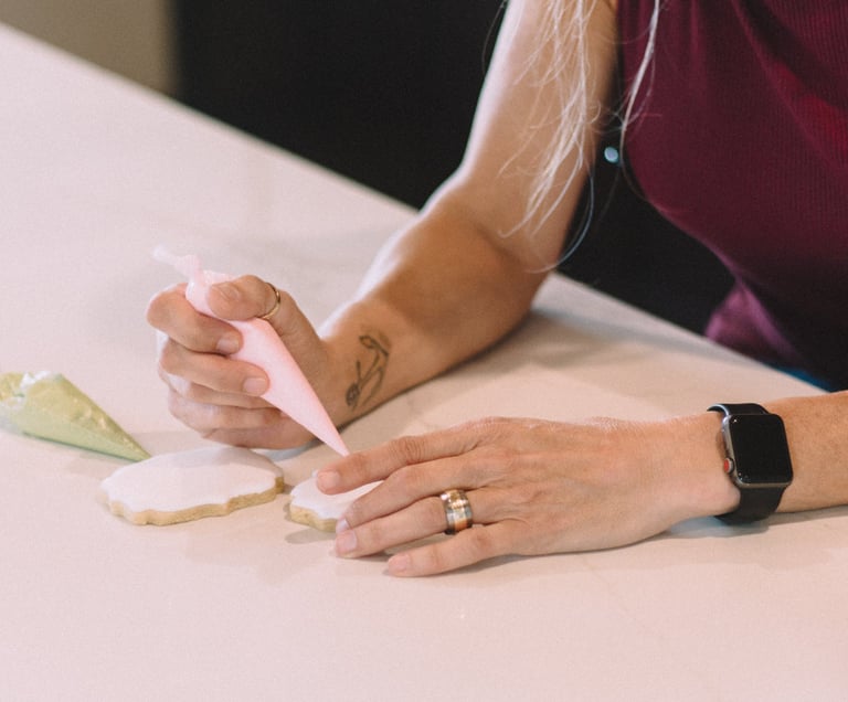 Hand-piped sugar cookies with royal icing
