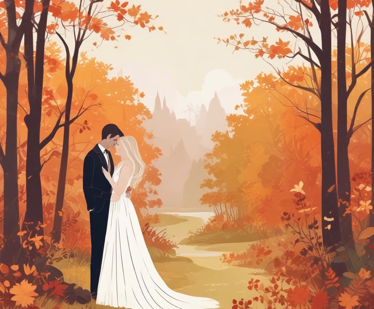 An outdoor wedding setup features neatly arranged white chairs facing a wooden arch adorned with white fabric and floral decorations. The setting overlooks a calm body of water, surrounded by lush greenery and a well-kept lawn.